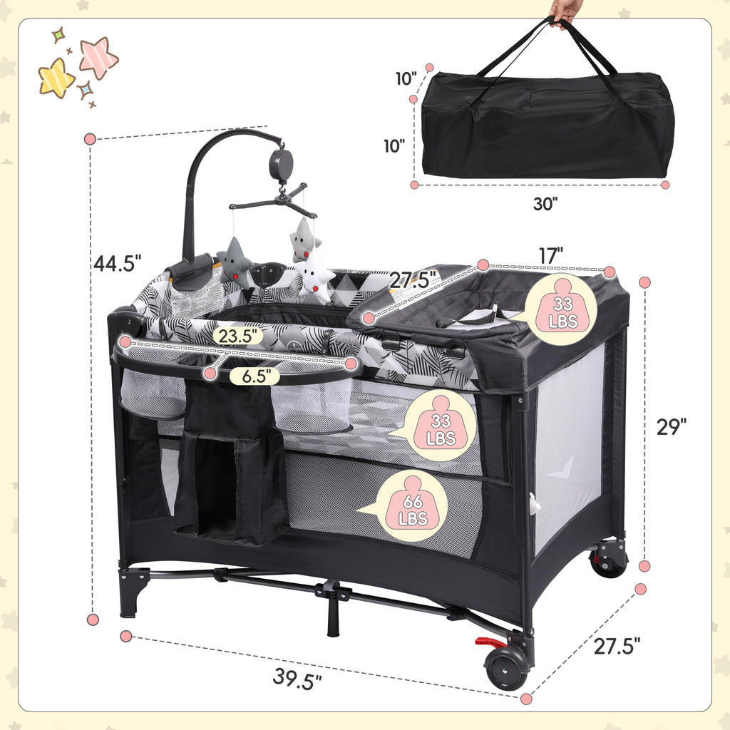 5-in-1 Baby Bassinet Bedside Sleeper with Changing Table A390509