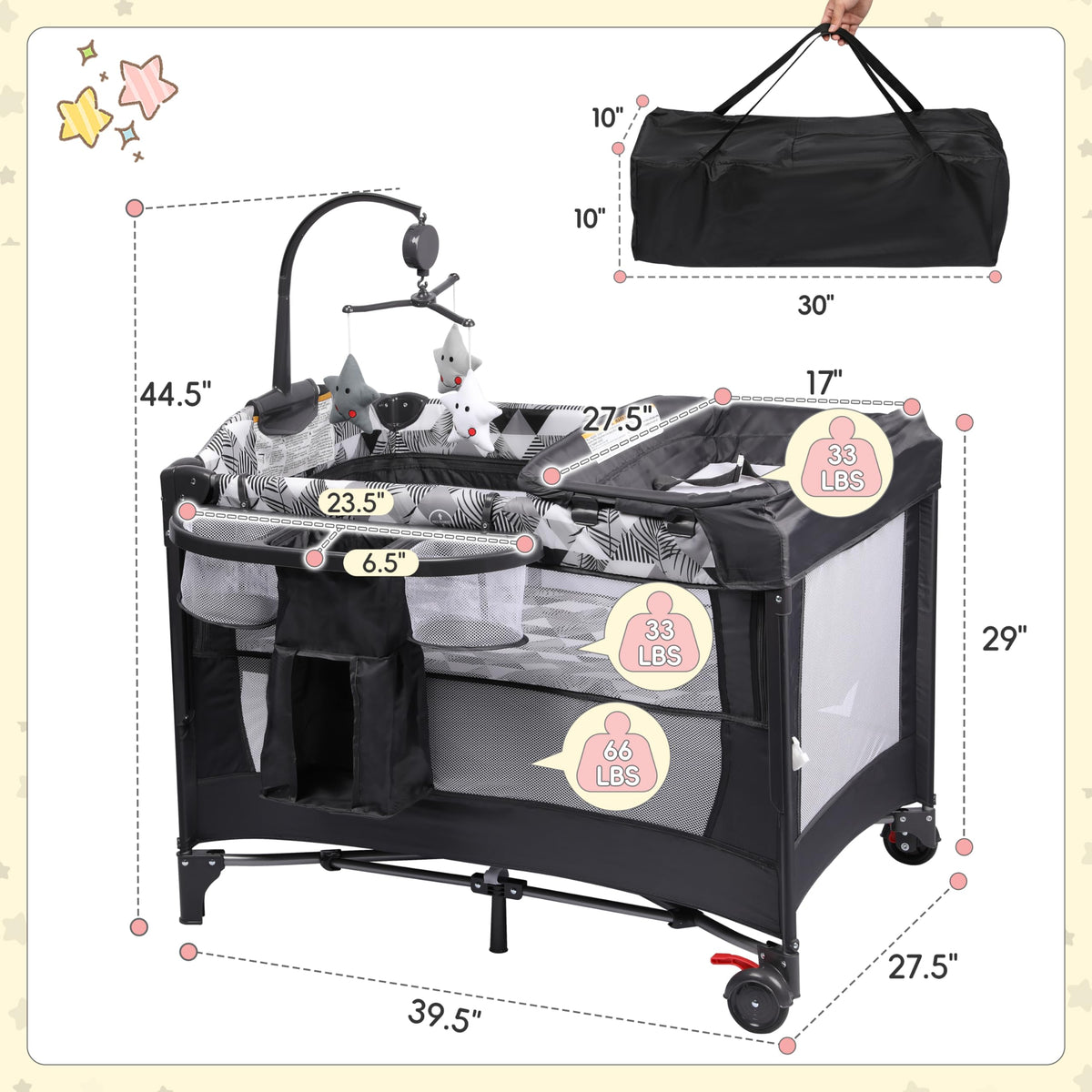 5-in-1 Baby Bassinet Bedside Sleeper with Changing Table A390509