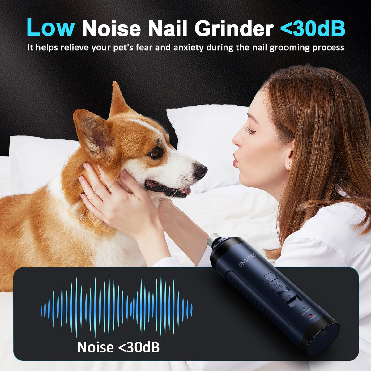 Dog Nail Grinder and Clippers Kit with 2 LED Lights I682