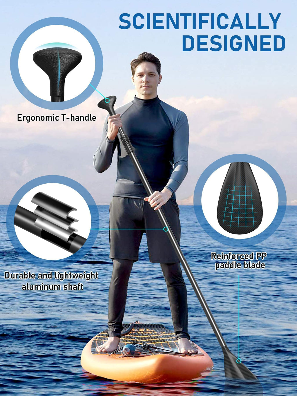 4 Piece Carbon Aluminium Adjustable SUP Paddle 67"-83" V754