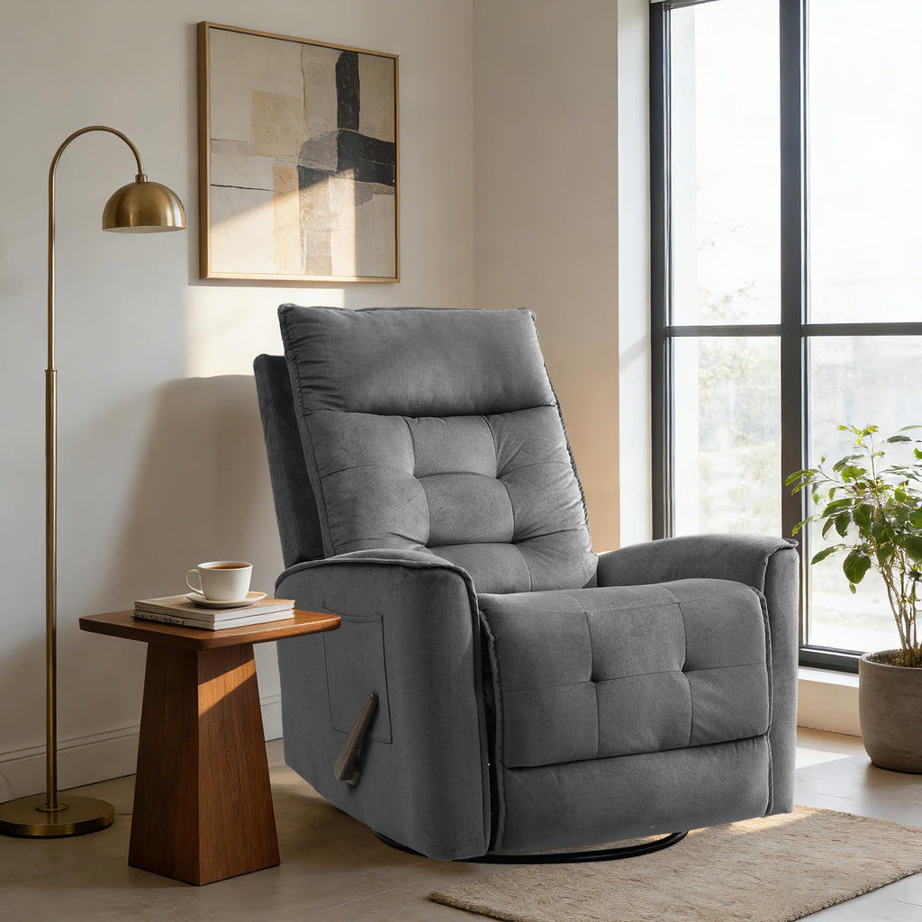 Dark Grey Swivel Rocker Recliner Chair E27839