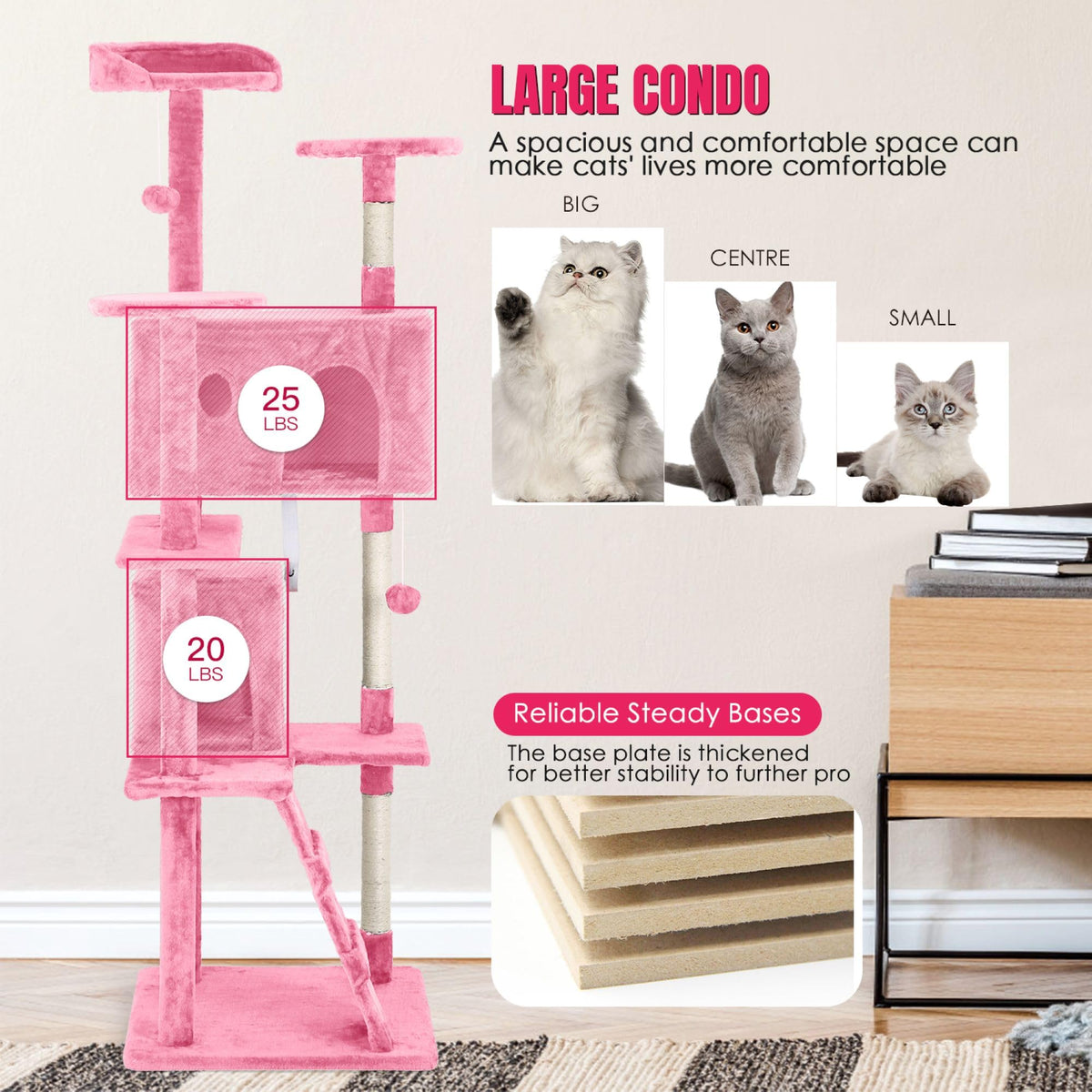 70 inch Multi-Level Cat Tree Tower with Scratching Posts A2206