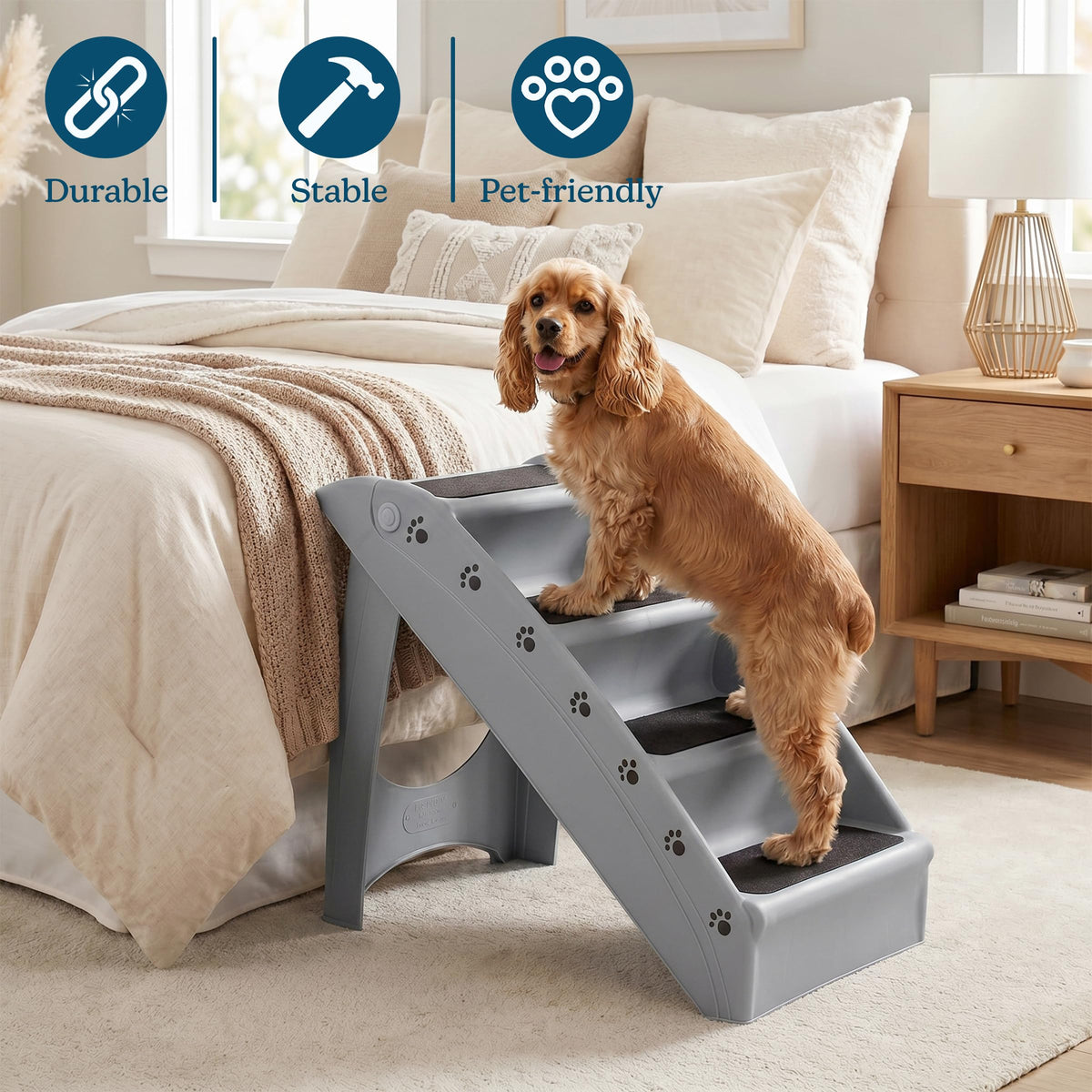 Lightweight Durable Plastic Dog Stairs C591872