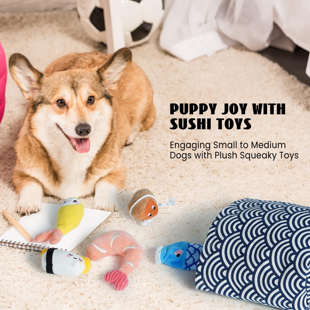 10 PC Squeaky Plush Dog Toys with Bag N4470