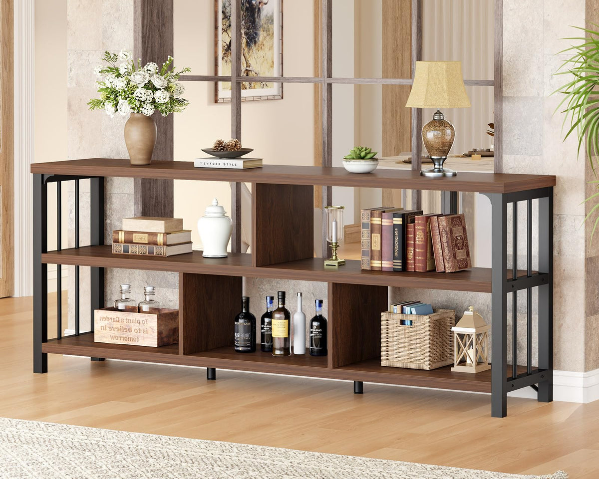 63” Long Low Open Wood Bookshelf X620920