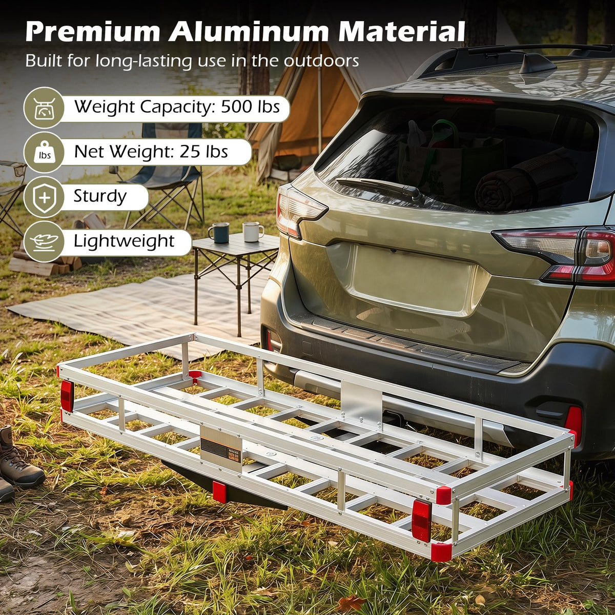 Aluminum Hitch Mount Cargo Carrier with 500LBS Capacity E276242