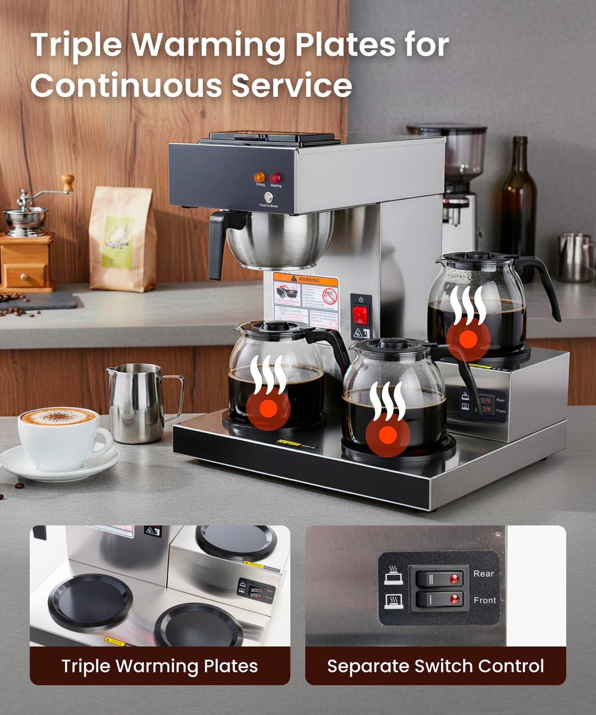 12-Cup Pour Over Coffee Maker with 3 Warmers U695549