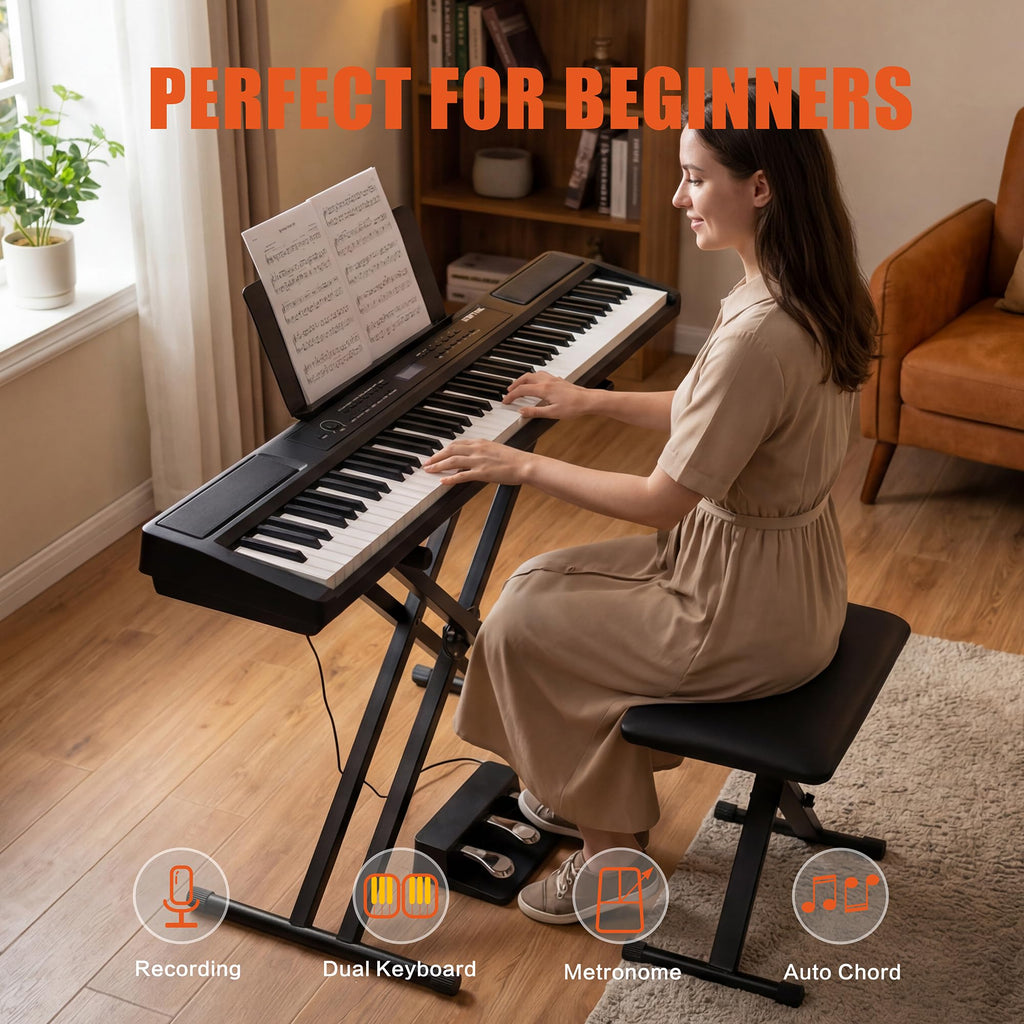 88 Key Weighted Digital Piano with Bench and 3 Pedal Unit S6529