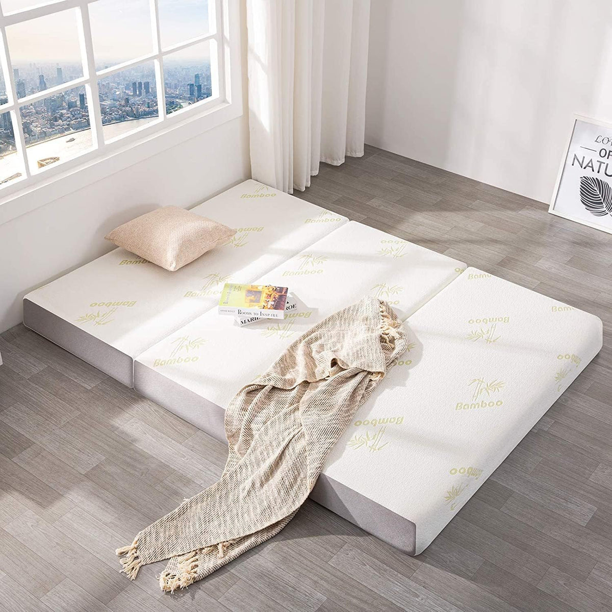 6 Inch Trifold Memory Foam Queen Mattress U701