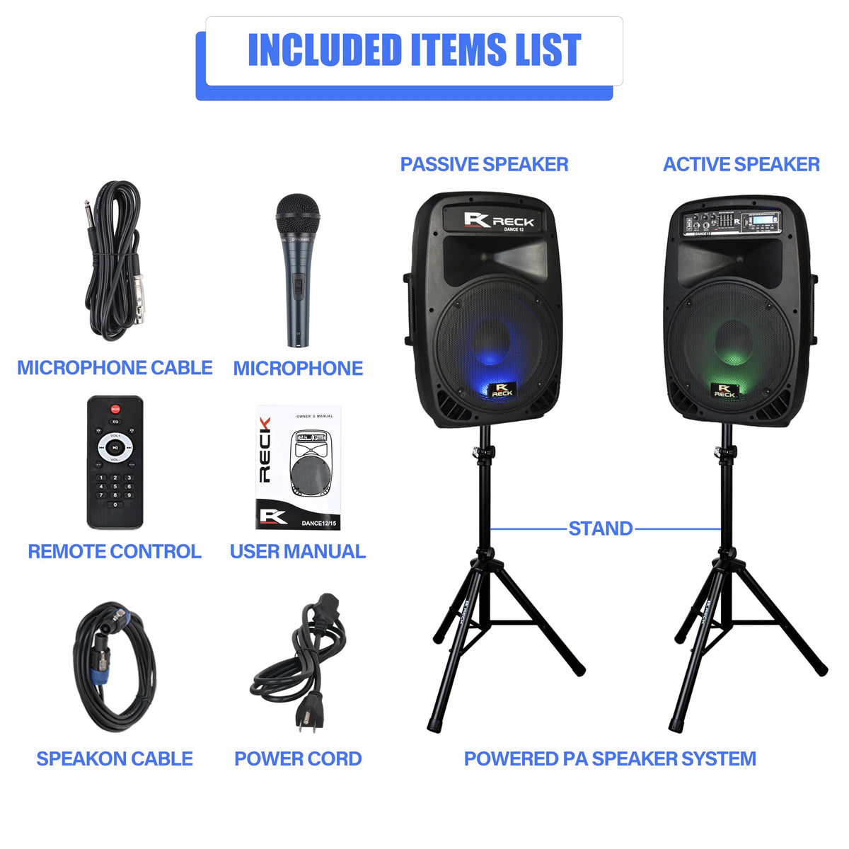 Portable 12-Inch 1000 Watts 2-Way Powered PA Speaker System Q87499