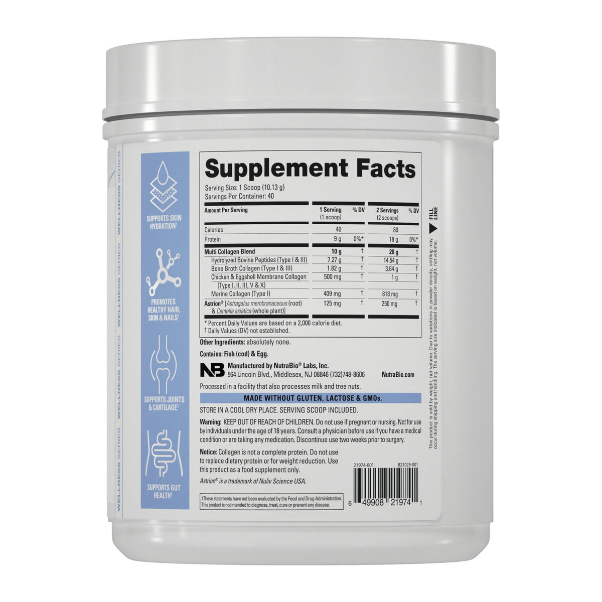 Hydrolyzed Grass-Fed Unflavored Collagen Powder 40 Servings E600
