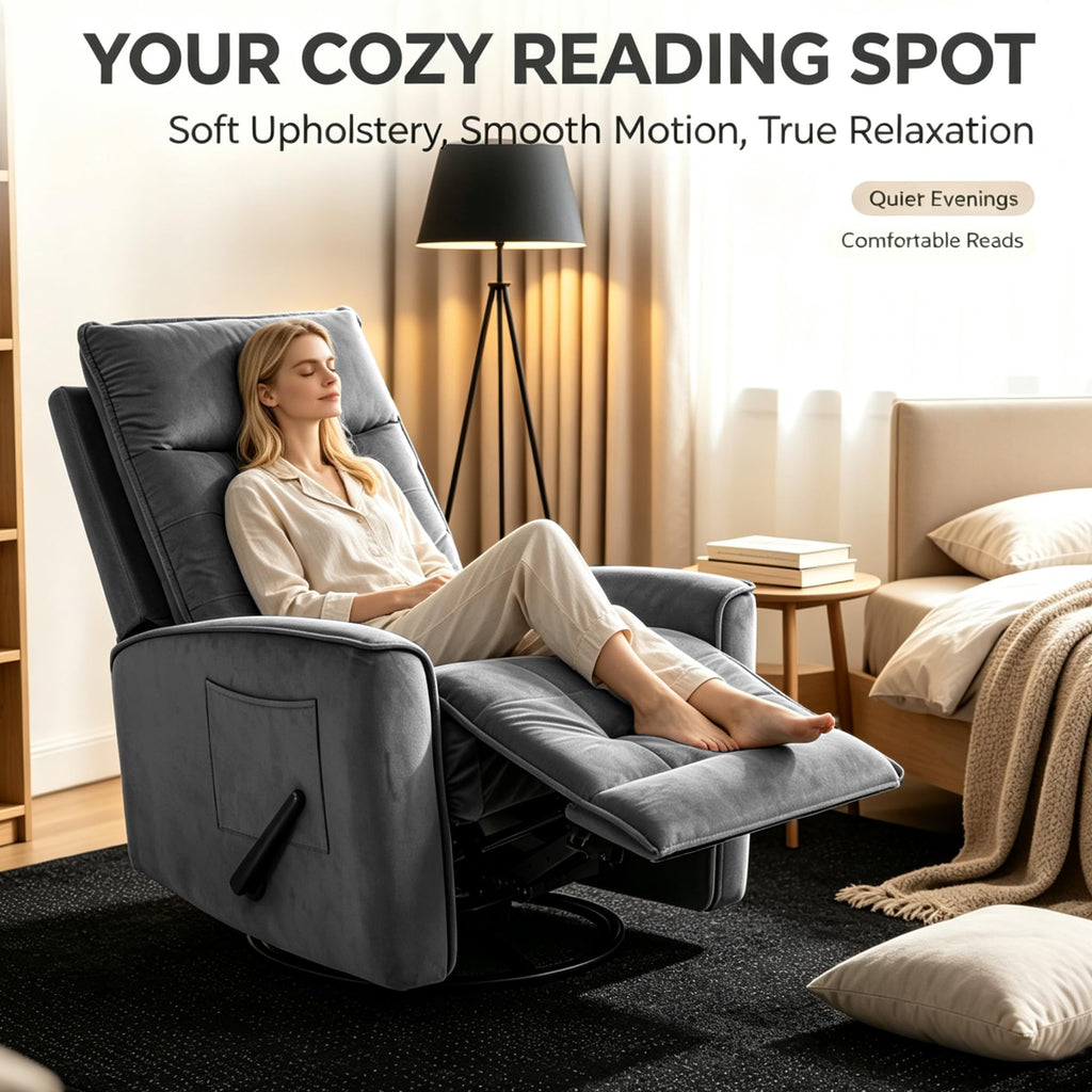 Dark Grey Swivel Rocker Recliner Chair E27839