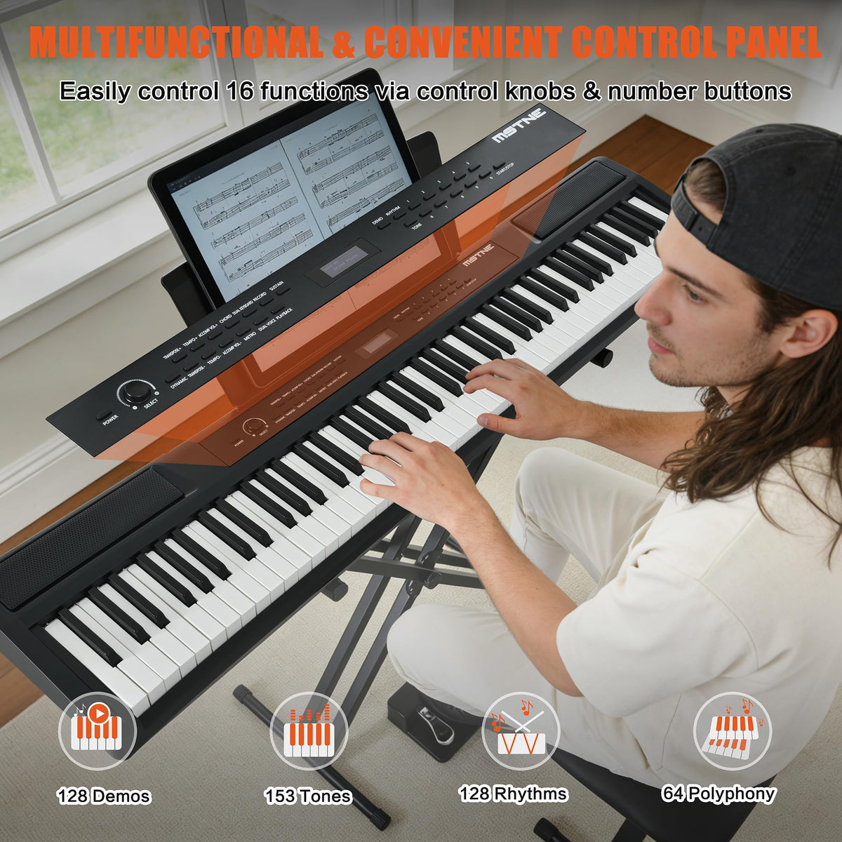 88 Key Weighted Digital Piano with Bench and 3 Pedal Unit S6529