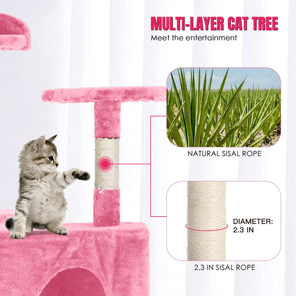 70 inch Multi-Level Cat Tree Tower with Scratching Posts A2206