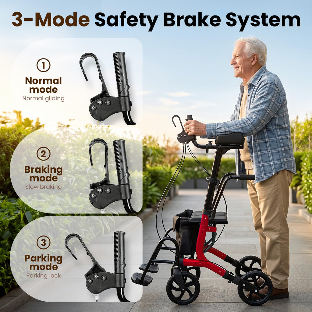 Foldable Lightweight Upright Walker with Seat Armrest Pedal M83071
