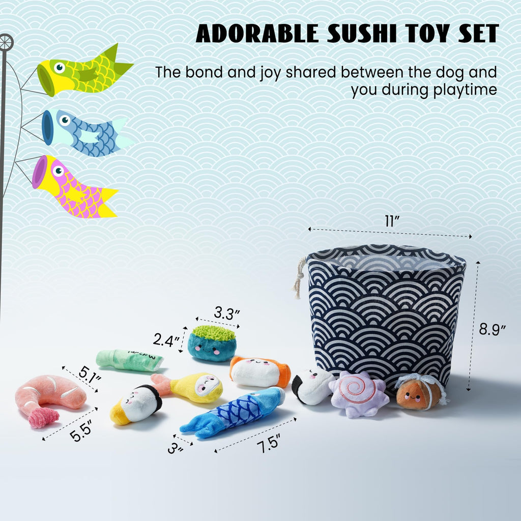 10 PC Squeaky Plush Dog Toys with Bag N4470