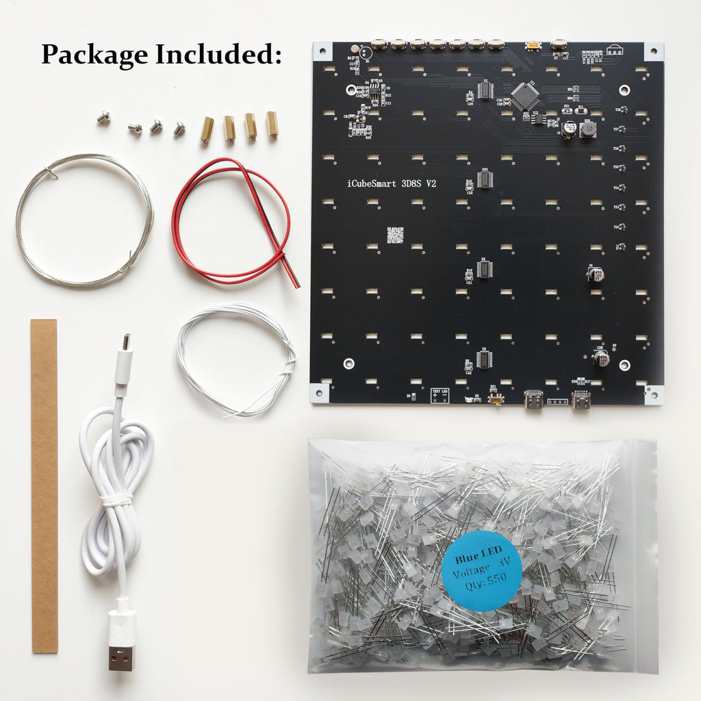 3D Led Cube DIY Electronics Kit 8x8x8 Led Cube DIY Soldering Project Kit U745050