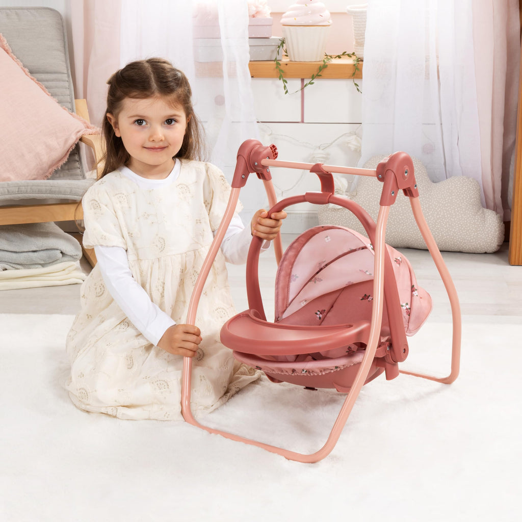 Pink Convertible Doll Highchair Swing Bed Car Seat F751538