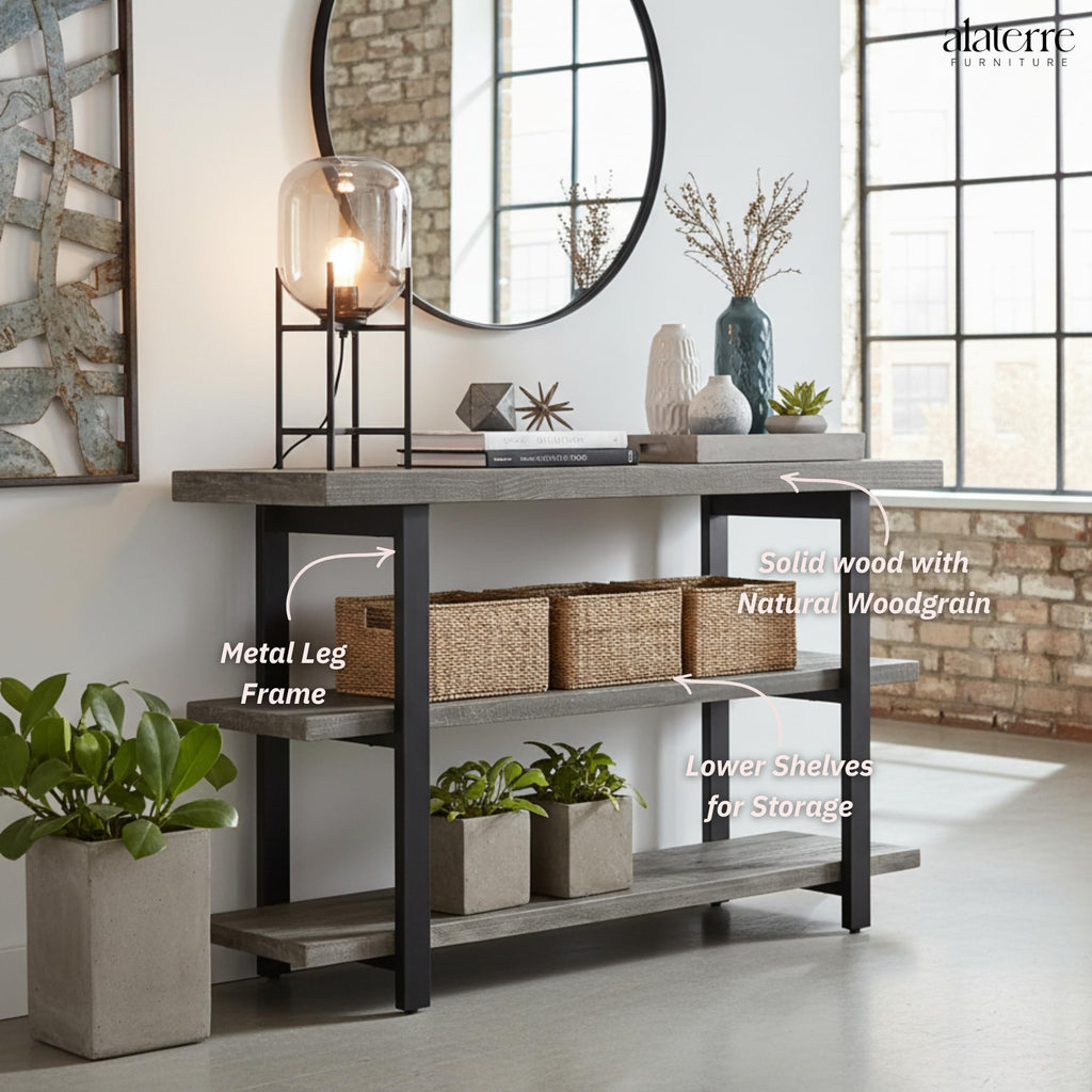 Solid Wood Media Console Table H698