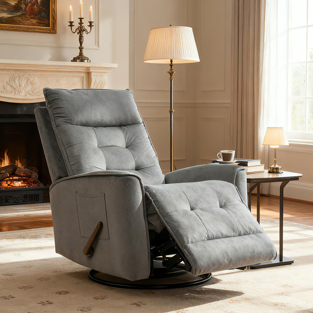 Dark Grey Swivel Rocker Recliner Chair E27839
