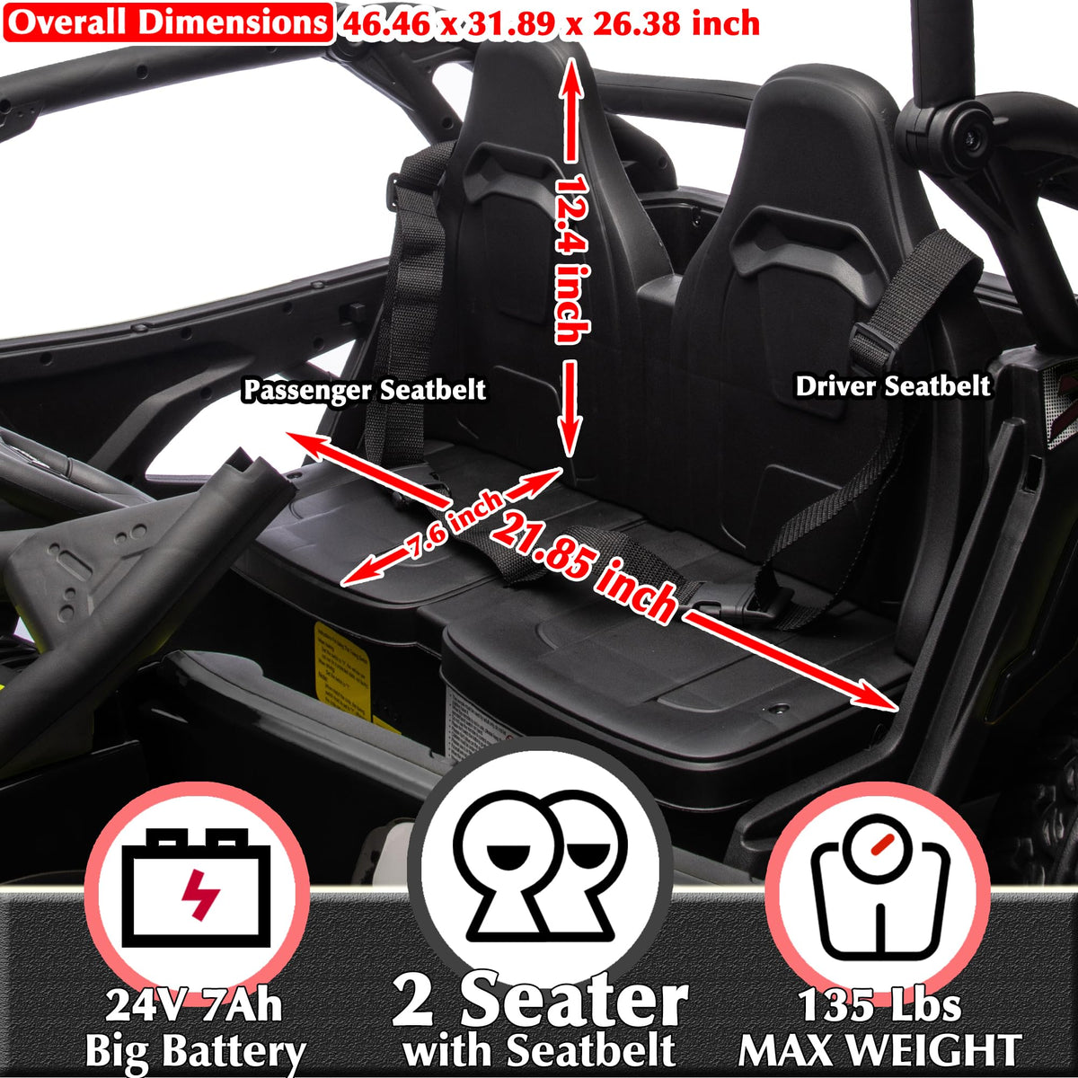 Black 2-Seater 4WD Ride On Car I465