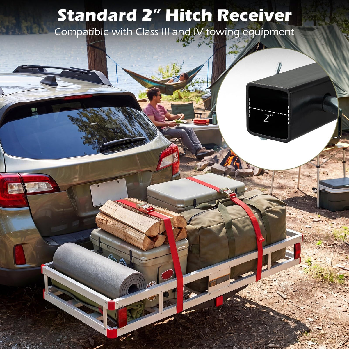 Aluminum Hitch Mount Cargo Carrier with 500LBS Capacity E276242