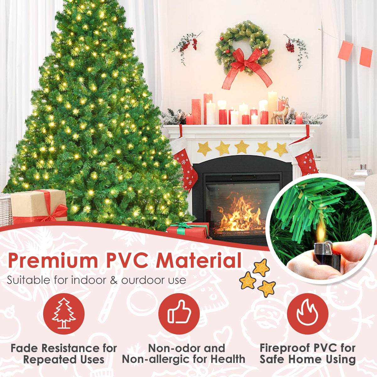 8ft Prelit Artificial Christmas Tree with 430 Warm White LED Lights O547547
