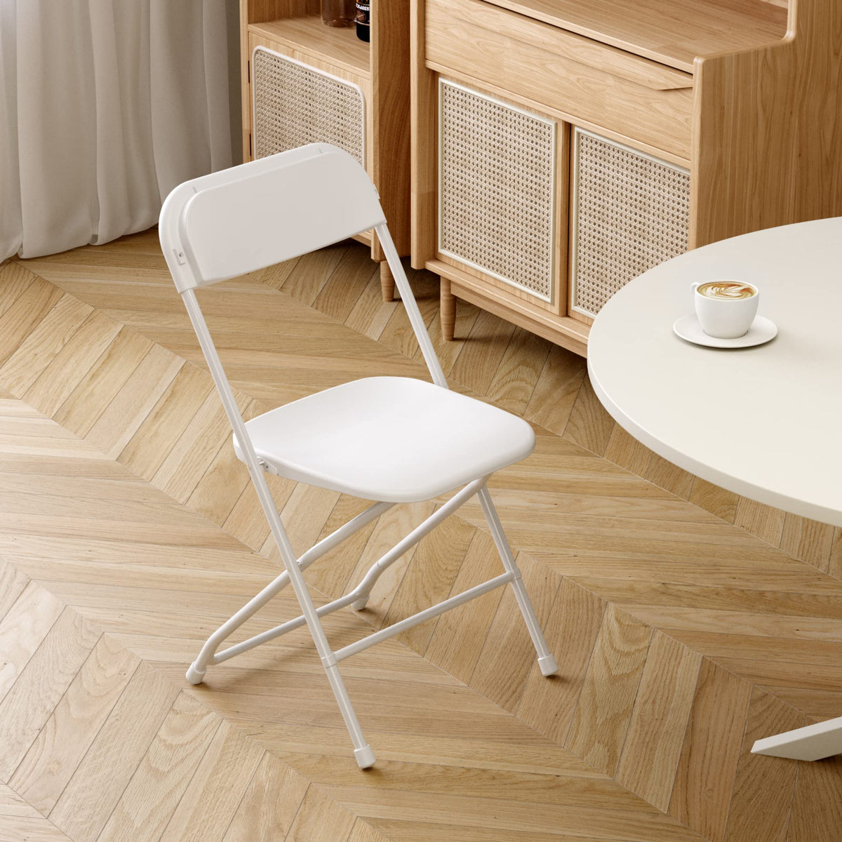 6 Pack White Plastic Folding Chair with Steel Frame I20779