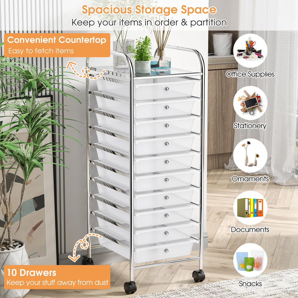 10 Drawers Rolling Storage Cart V185923