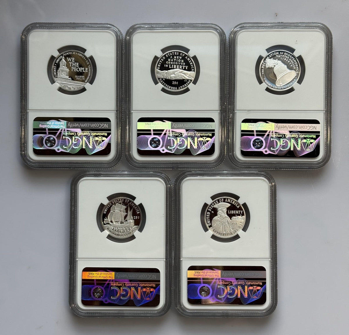 Silver Quarters 25C 5 Coin Set P7864