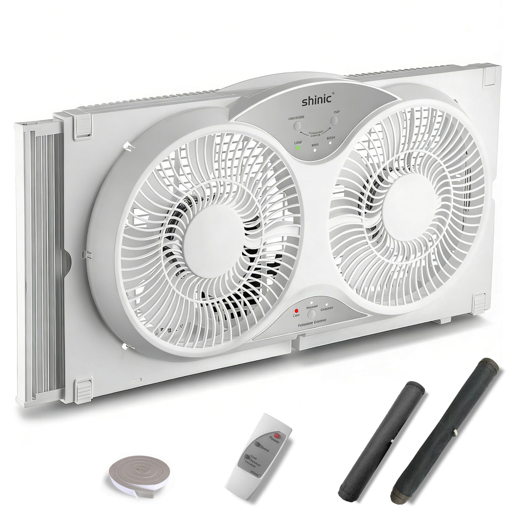 9" Twin Window Fan with Remote N3397