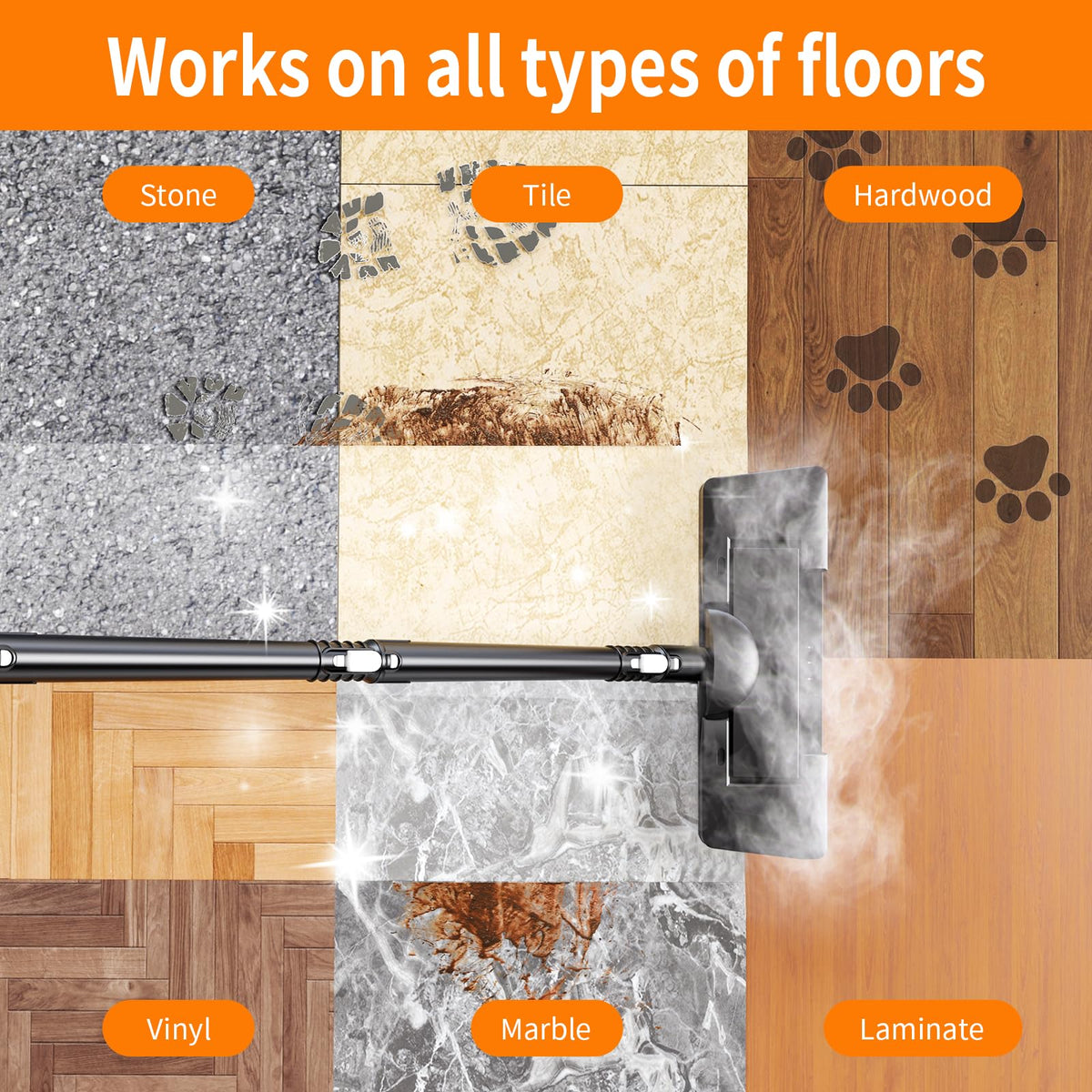 16-in-1 Lightweight Detachable Steam Mop I489