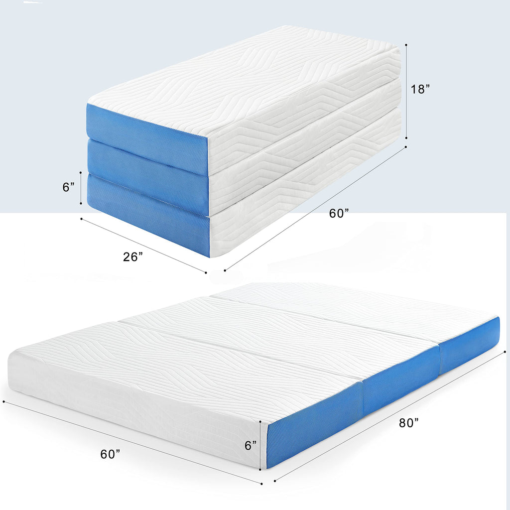 6 Inch Queen Trifold Gel Memory Foam Mattress Topper D63156