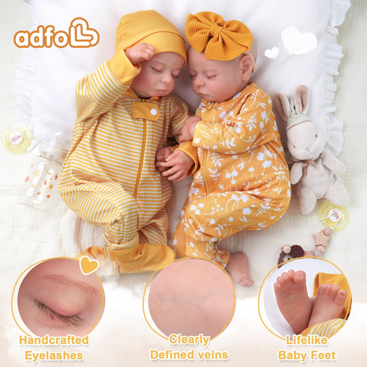 20 Inch Reborn Baby Dolls Twins P7523