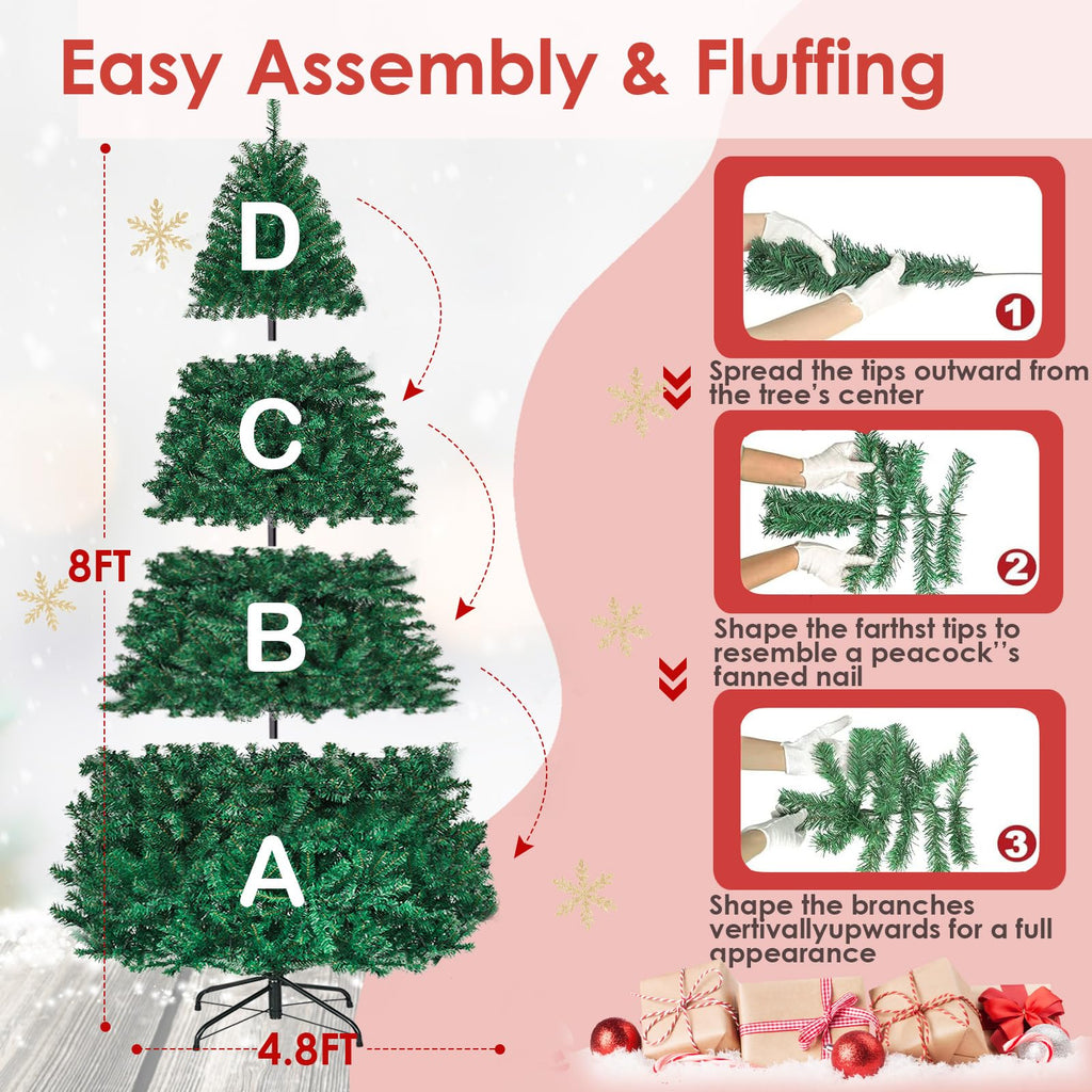 8ft Prelit Artificial Christmas Tree with 430 Warm White LED Lights O547547