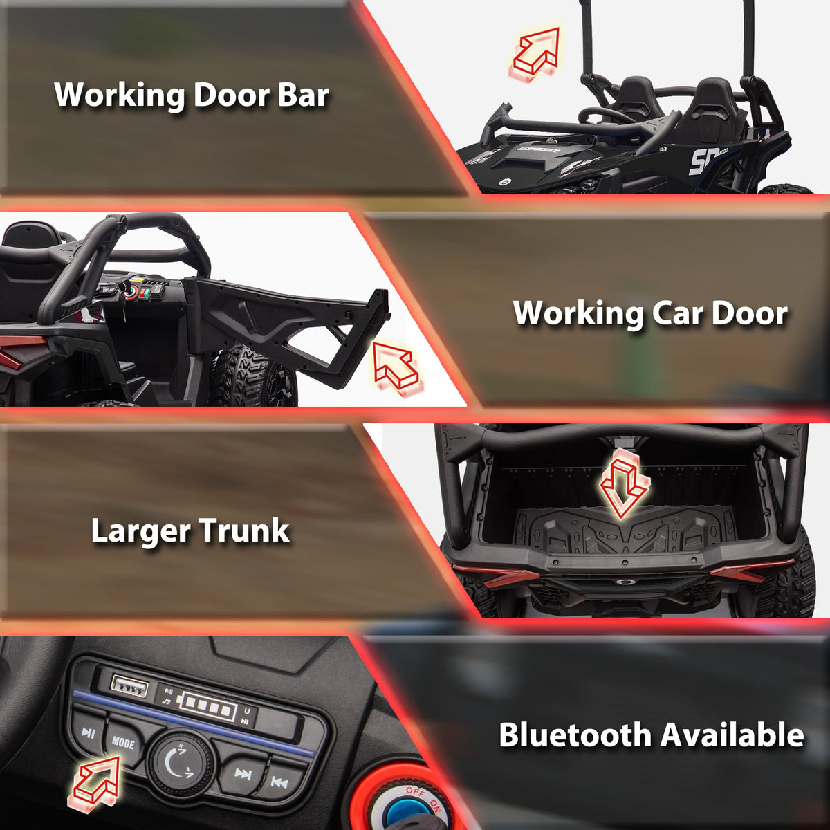 Black 2-Seater 4WD Ride On Car I465