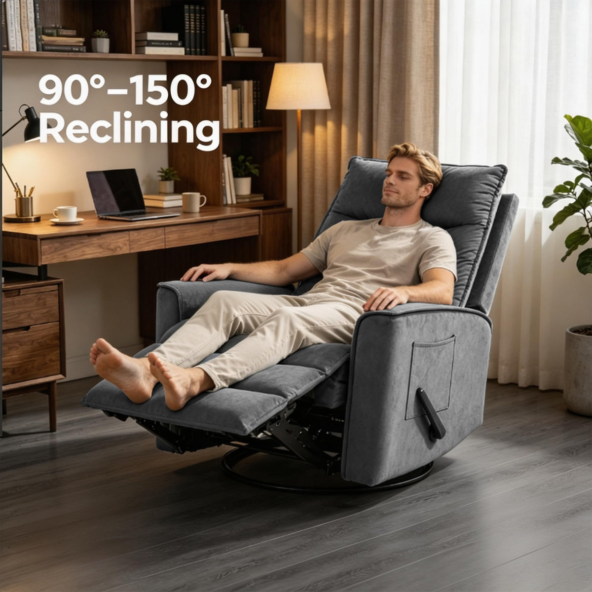 Dark Grey Swivel Rocker Recliner Chair E27839