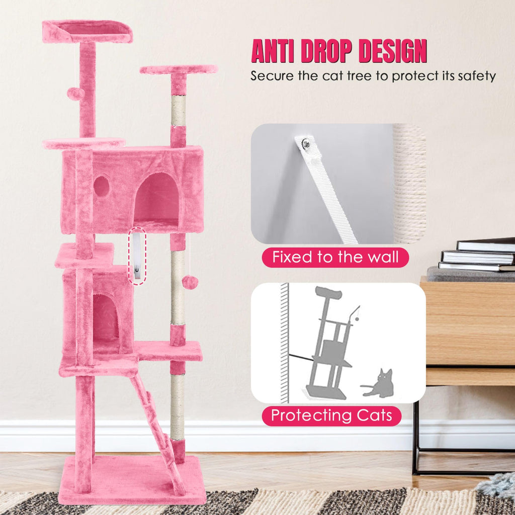 70 inch Multi-Level Cat Tree Tower with Scratching Posts A2206