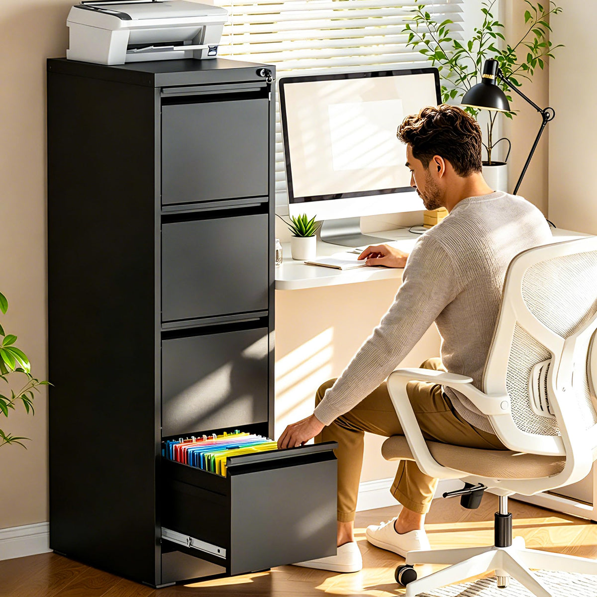 4 Drawer Lockable Metal File Cabinet Y8047