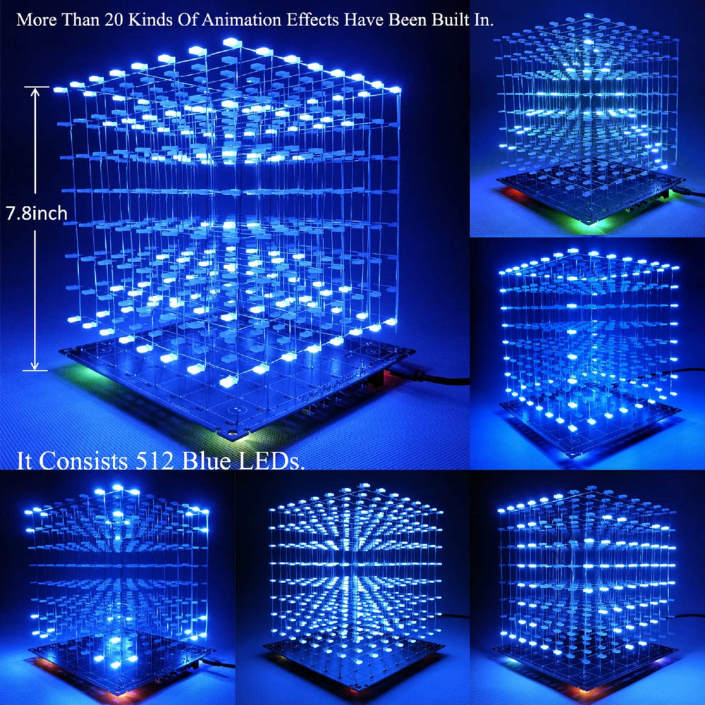 3D Led Cube DIY Electronics Kit 8x8x8 Led Cube DIY Soldering Project Kit U745050