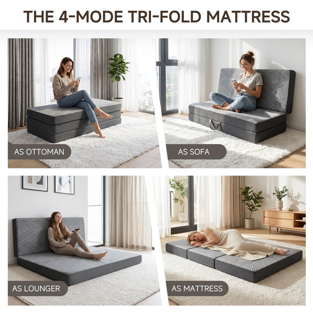 Memory Foam Tri Folding Mattress Twin Size 4 Inch Z23376
