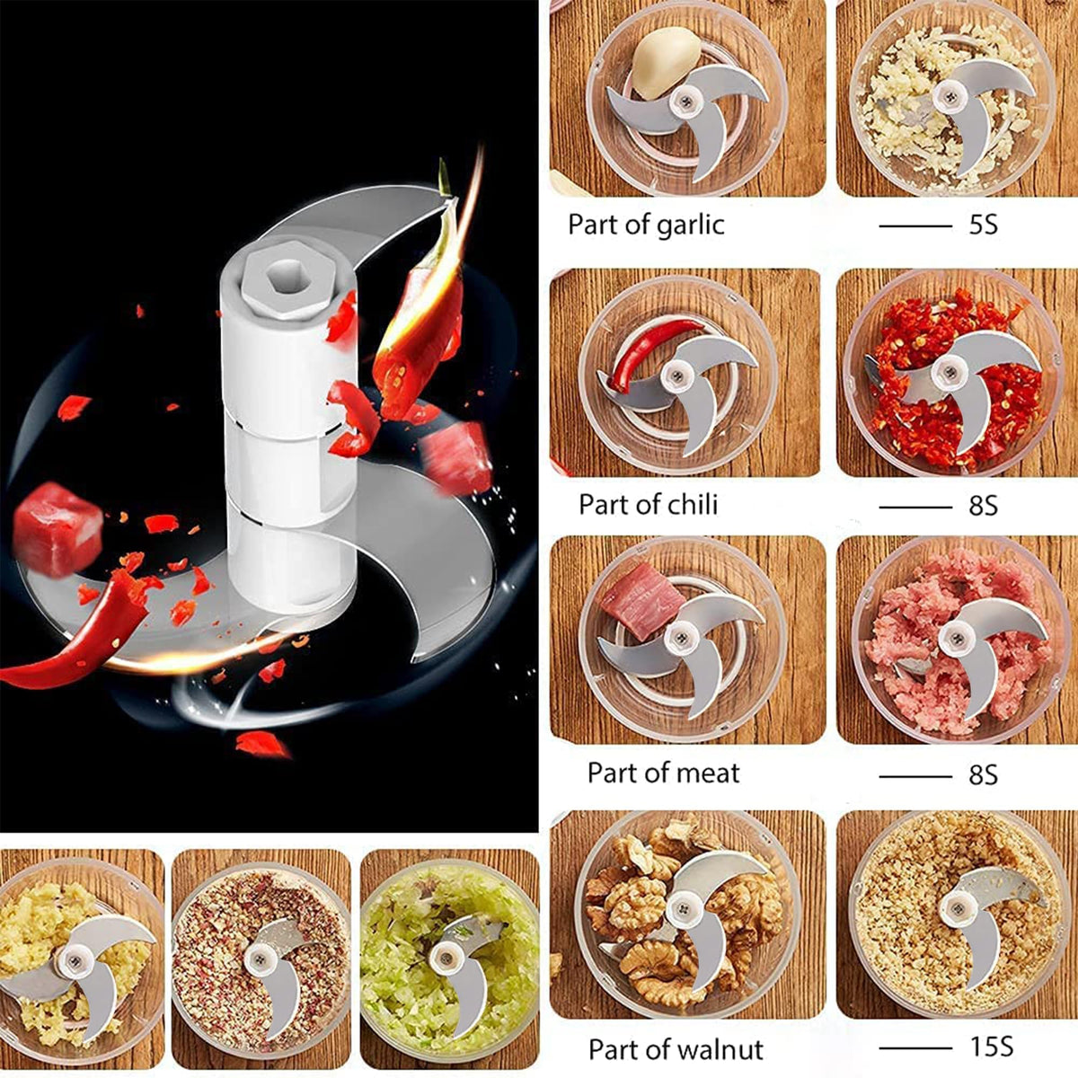 White 3 Cup USB Rechargeable Portable Electric Garlic Crusher J493