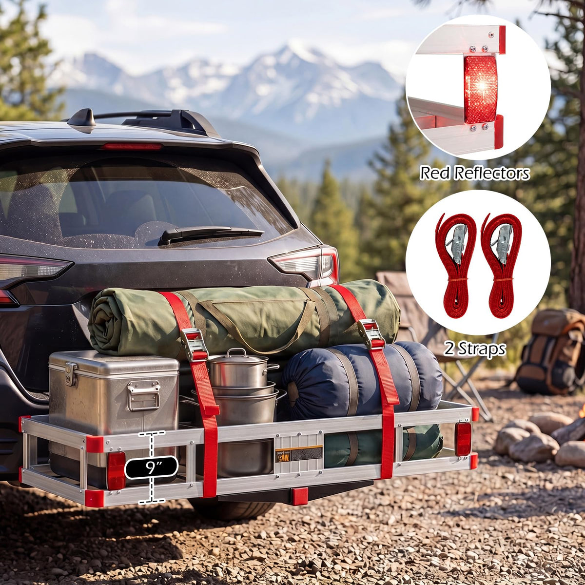 Aluminum Hitch Mount Cargo Carrier with 500LBS Capacity E276242