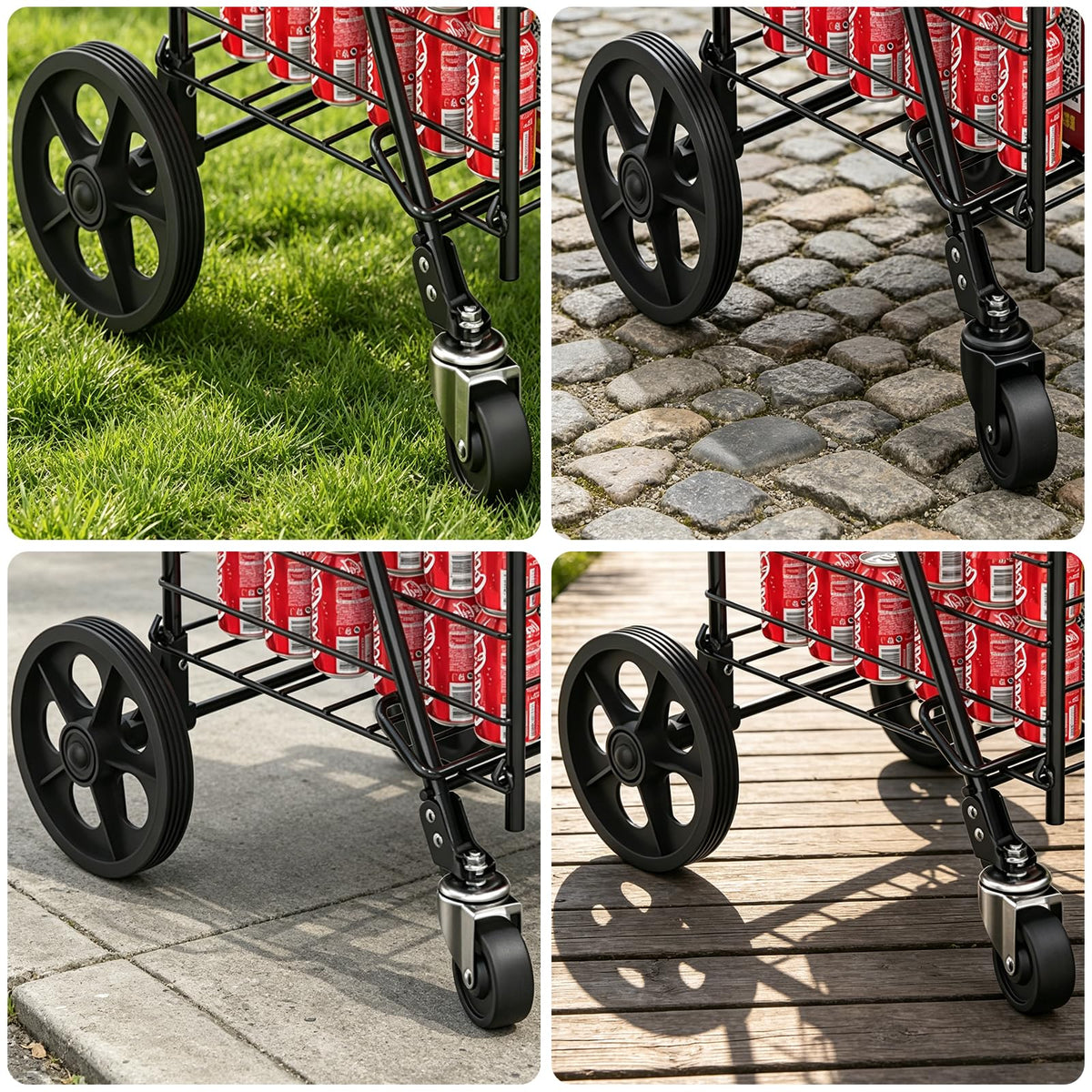 Grocery Shopping Cart with Swivel Wheels, Collapsible Utility Cart V8835