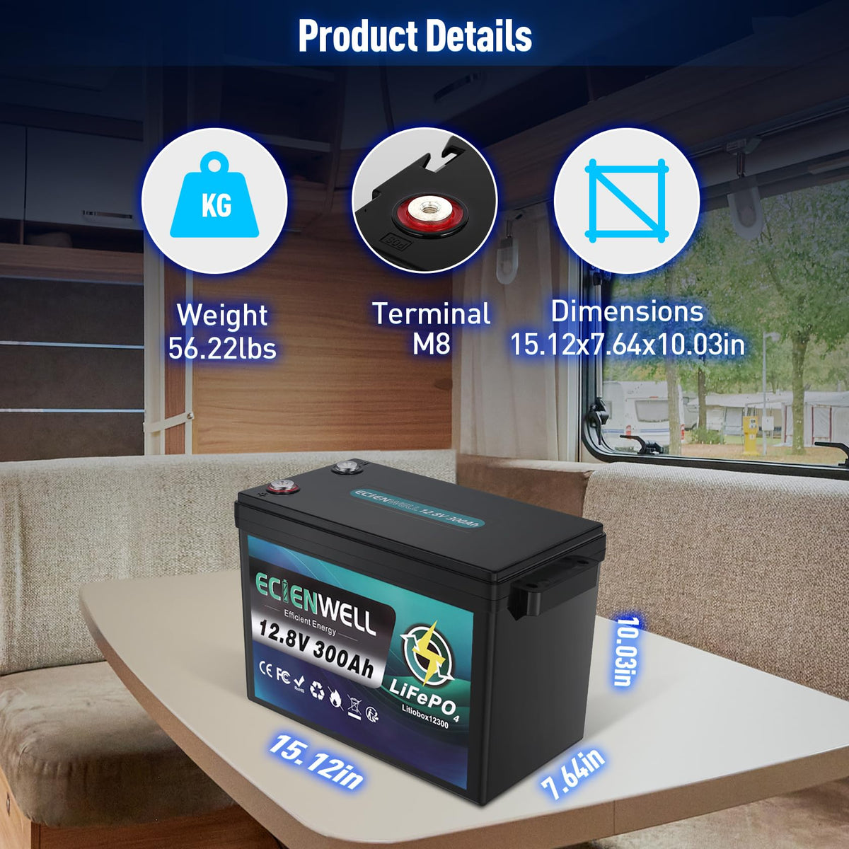 12V 600Ah LiFePO4 Battery with 200A BMS Q45744