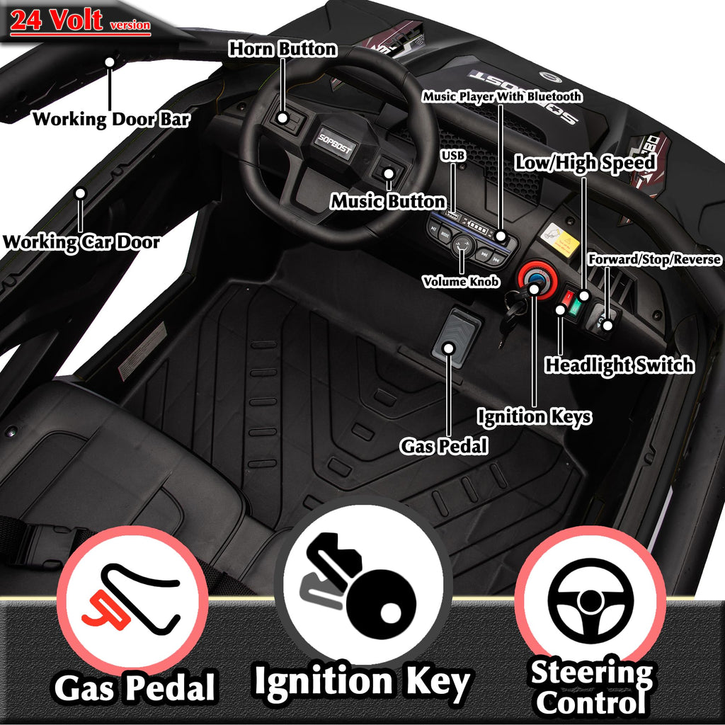 Black 2-Seater 4WD Ride On Car I465