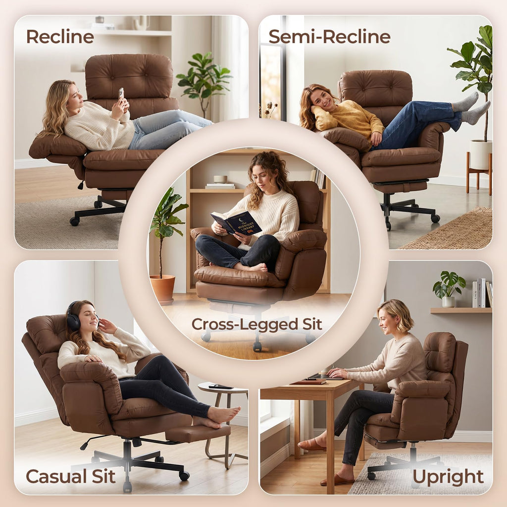 Brown Ergonomic Office Chair with Foot Rest Q583581