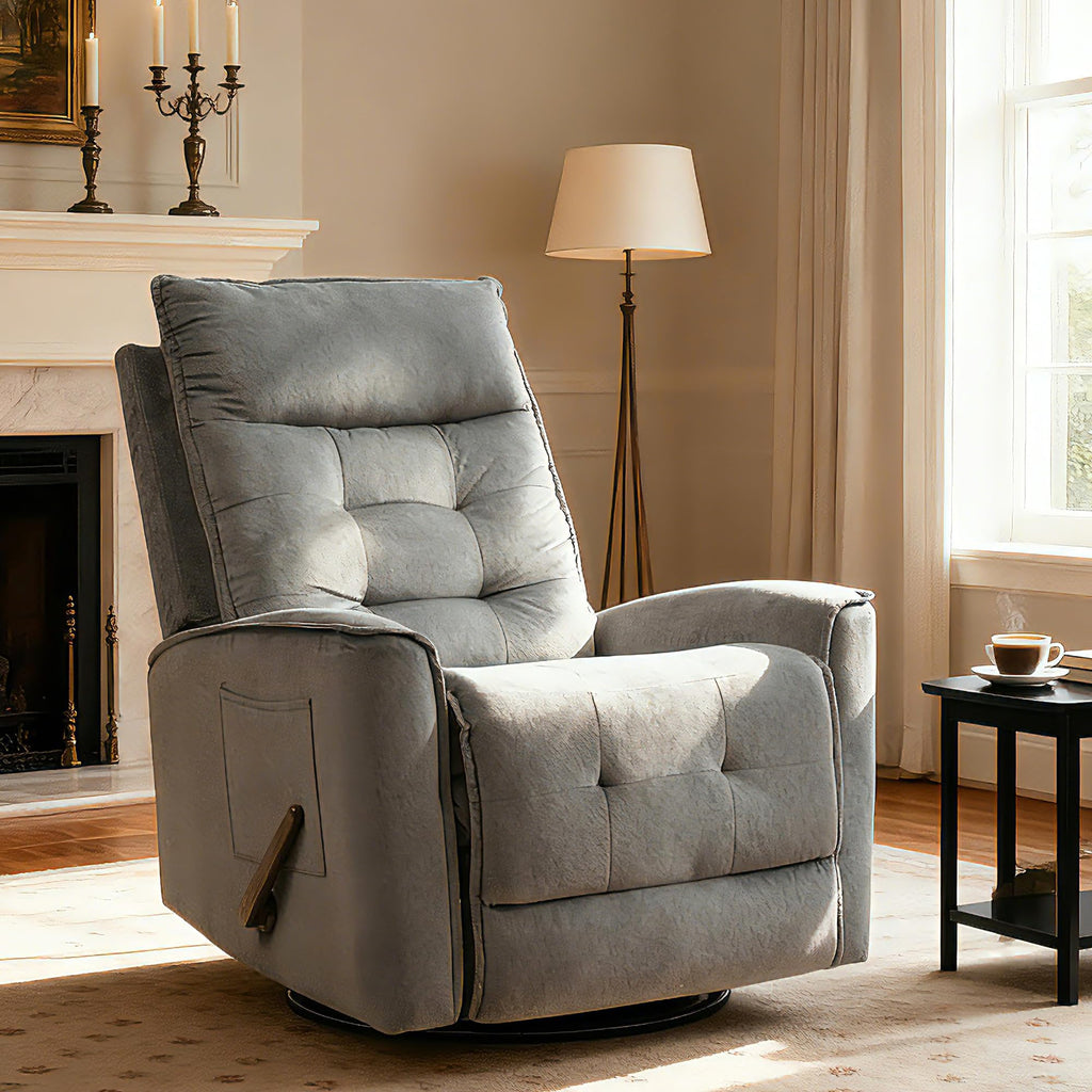 Dark Grey Swivel Rocker Recliner Chair E27839