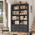 71" Tall Black Bookshelf with 4 Drawers H206