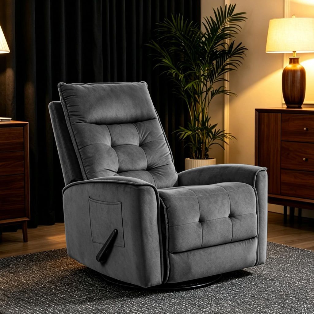 Dark Grey Swivel Rocker Recliner Chair E27839